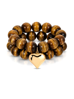 Luck and Love Tiger's Eye Heart Bracelet Set