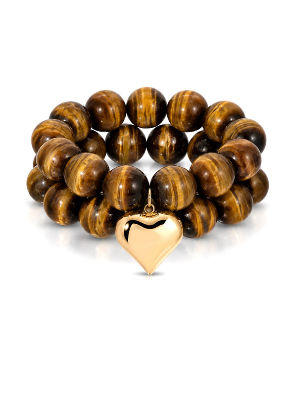 Luck and Love Tiger's Eye Heart Bracelet Set