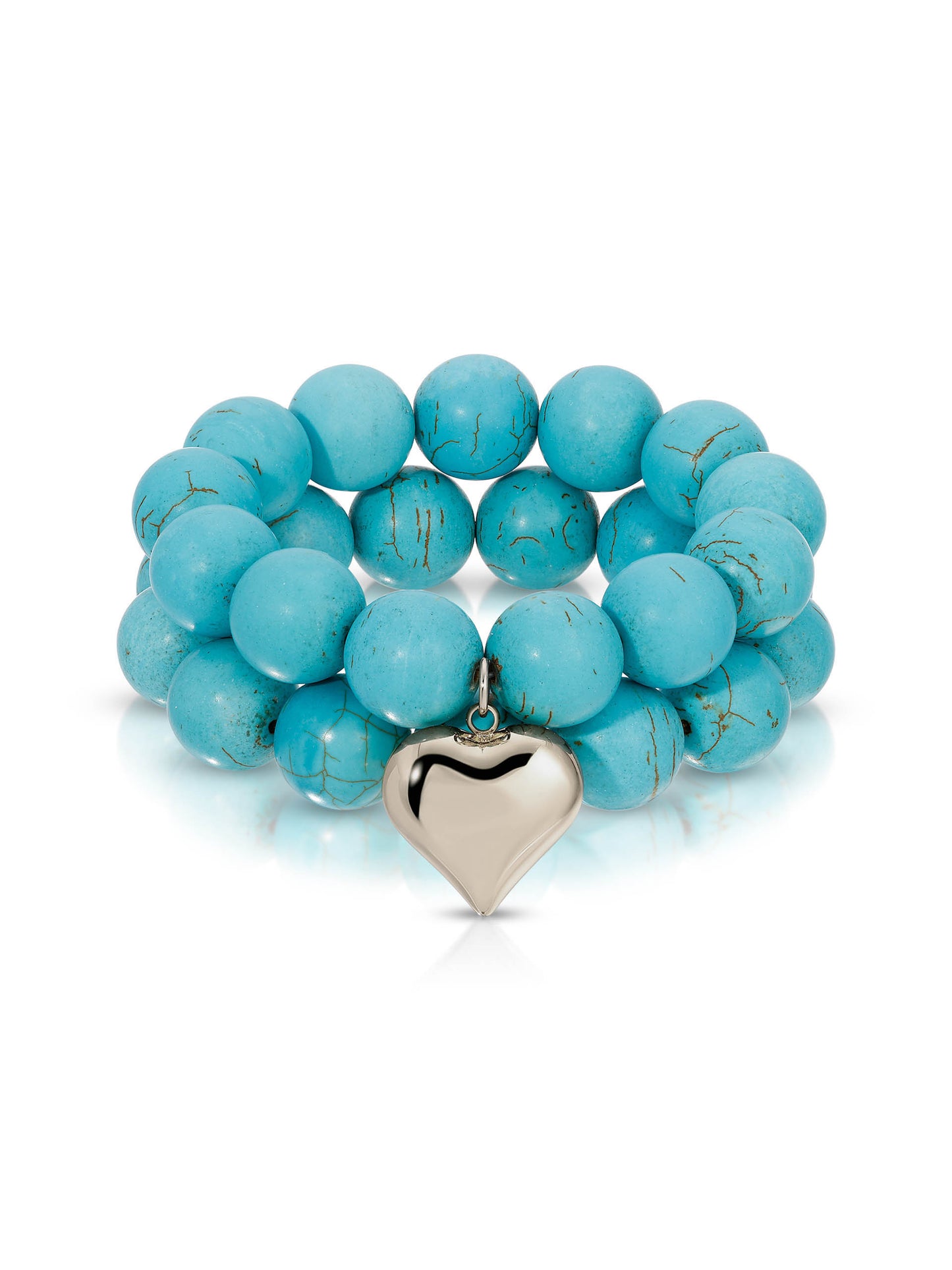 Luck and Love Turquoise Heart Bracelet Set Turquoise with Silver Plating 1