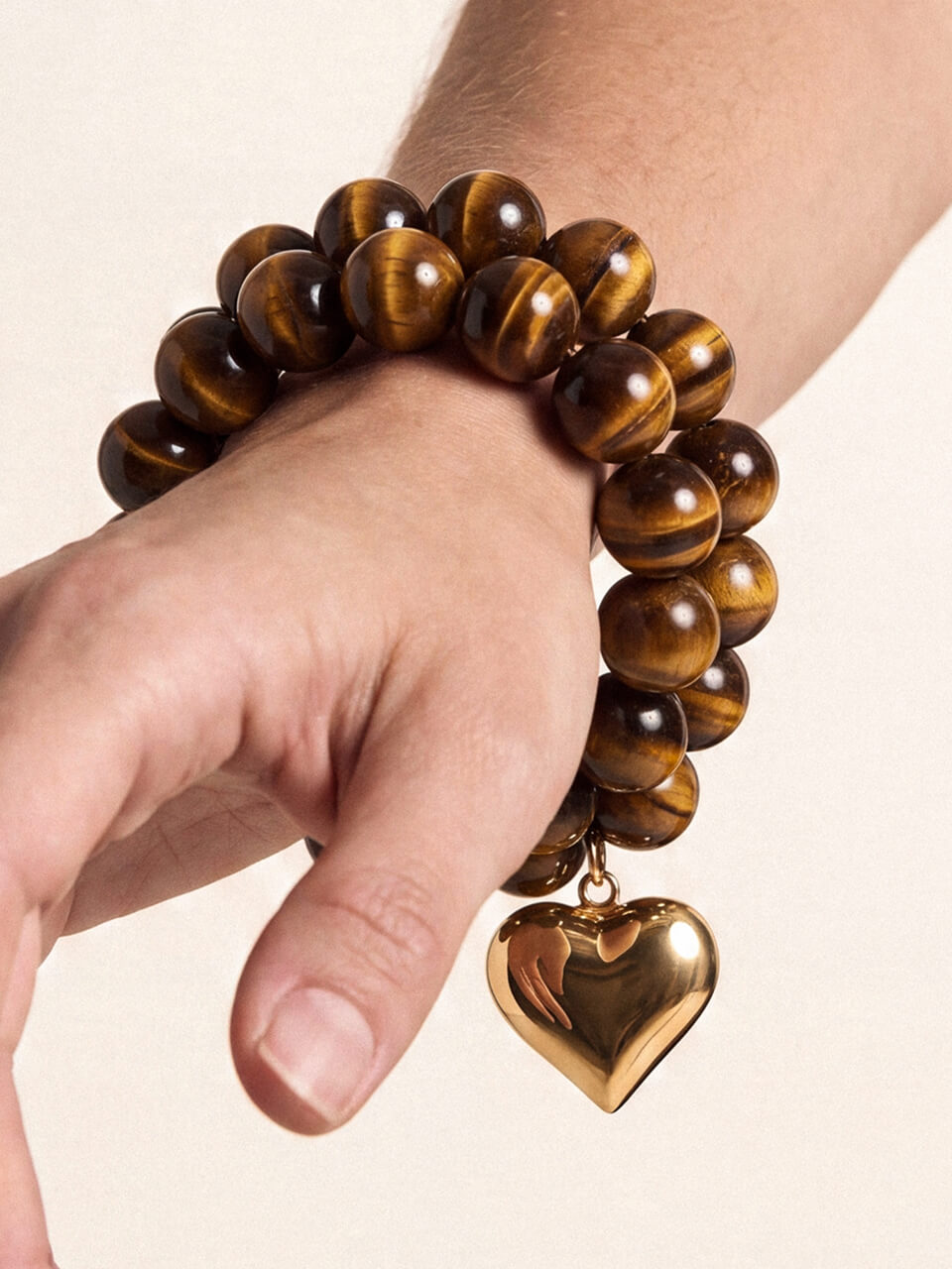 Luck and Love Tiger's Eye Heart Bracelet Set
