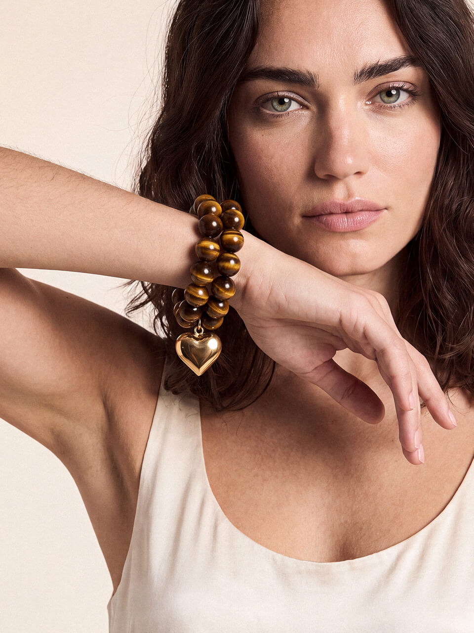 Luck and Love Tiger's Eye Heart Bracelet Set