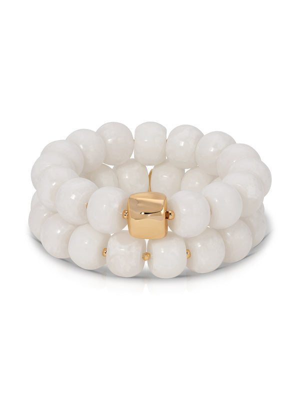 Power Bead Bracelet Stack in Bone