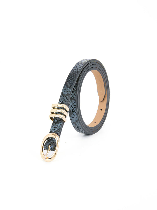 Classic Skinny Belt in Grey Snake Second