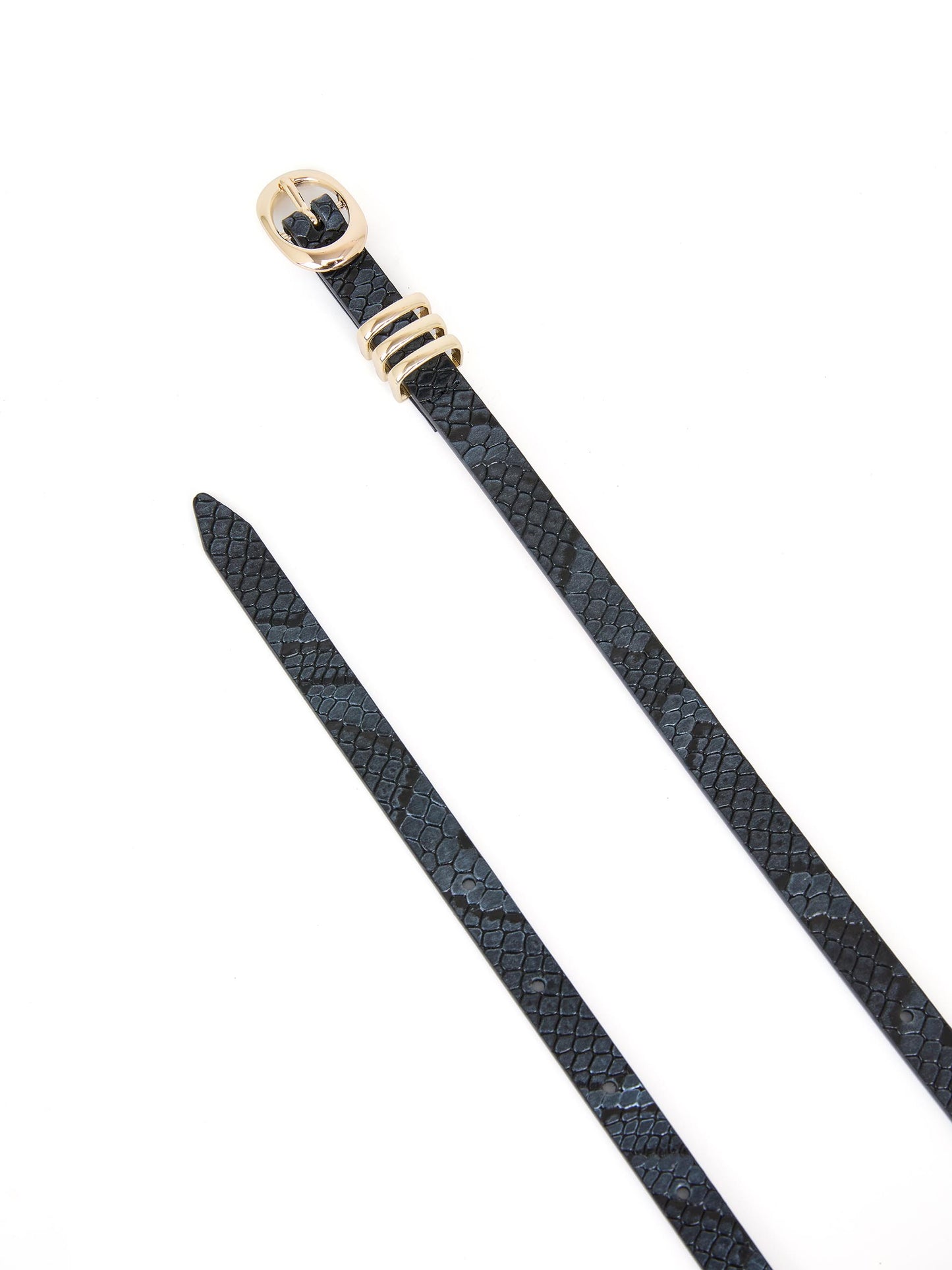 Classic Skinny Belt in Grey Snake