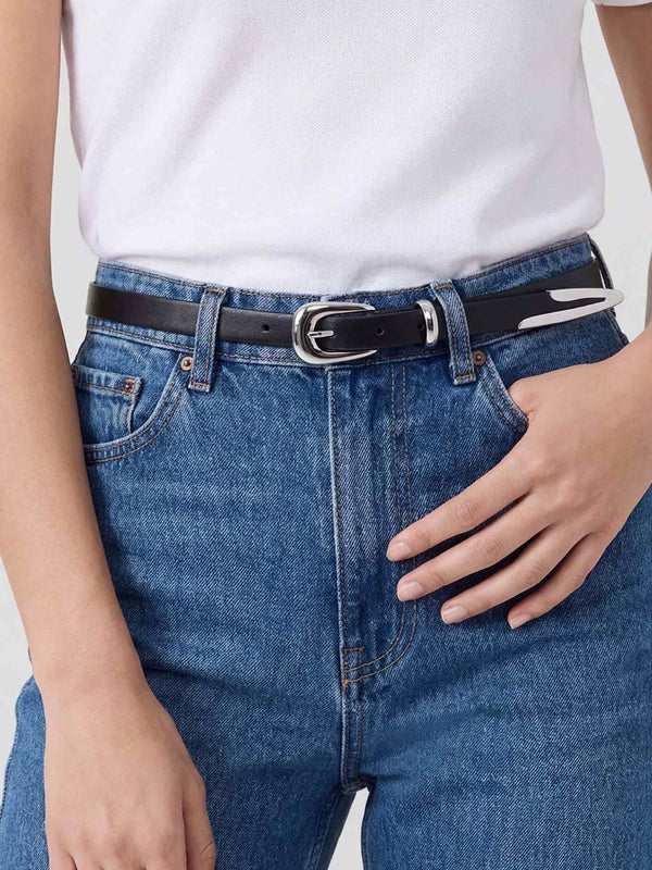 Modern Saddle Belt in Black and Silver
