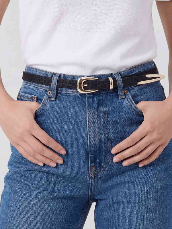 Modern Saddle Belt in Black Croc Second