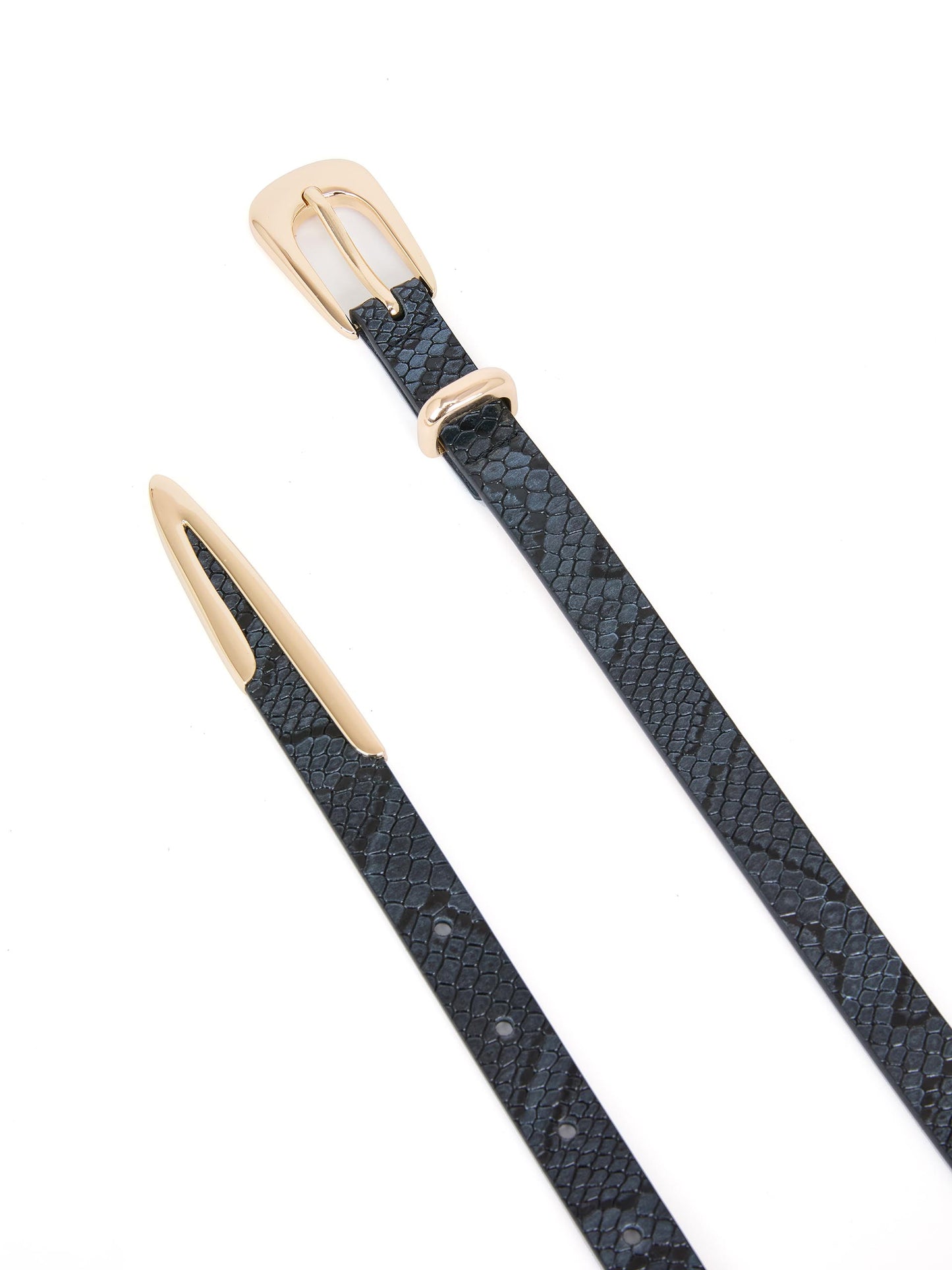 Modern Saddle Belt in Grey Snake