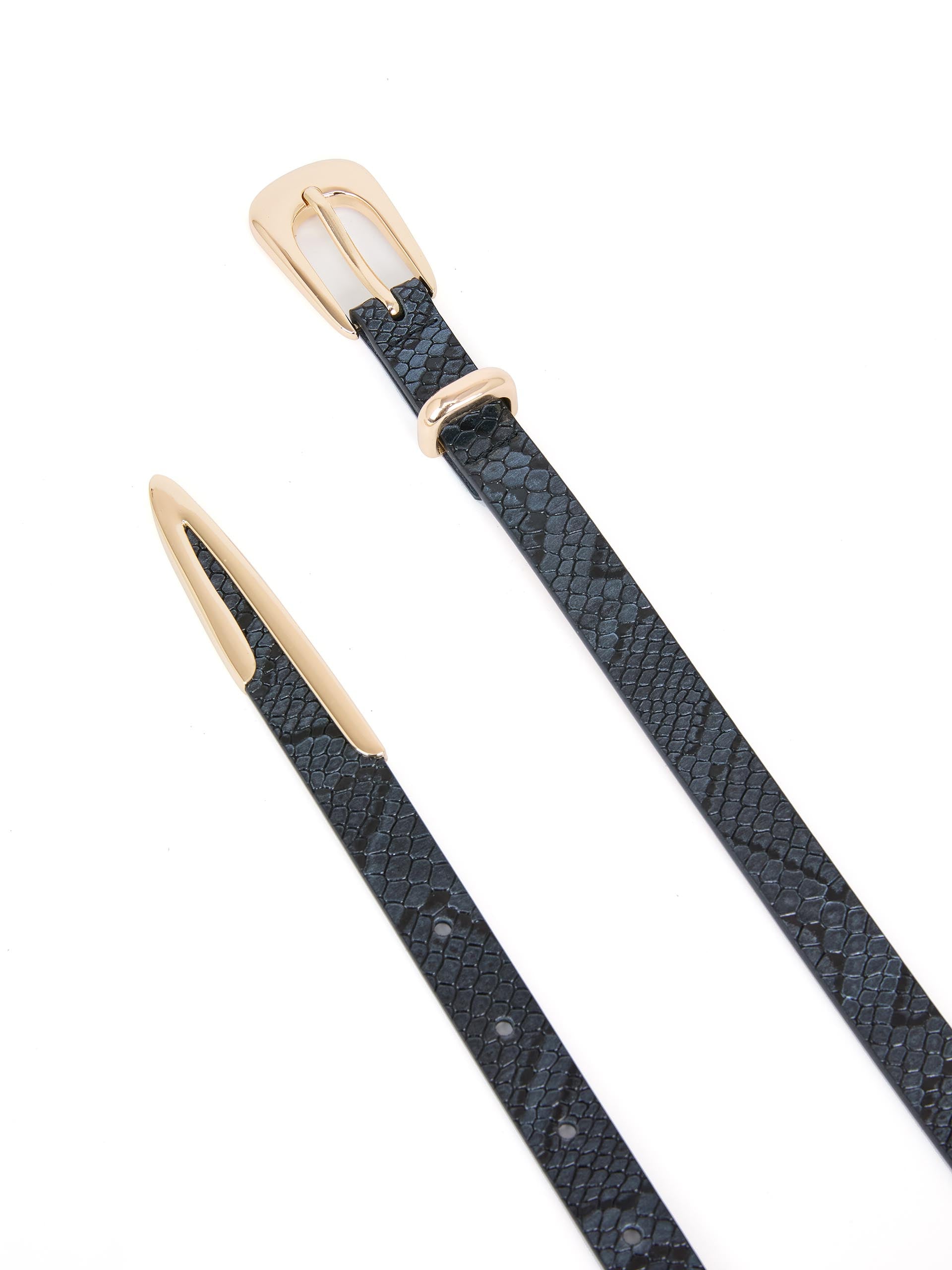 Modern Saddle Belt in Grey Snake