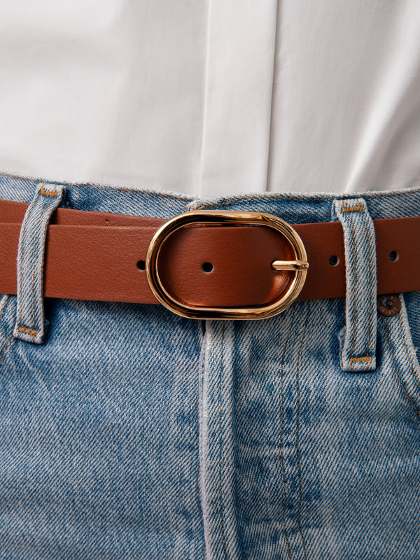 Boyfriend Stud Belt in Cognac Second