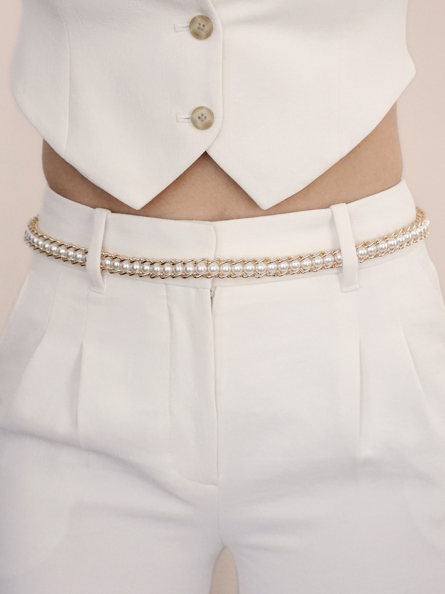 Pearl Row Waist Chain Gold Tone model 2