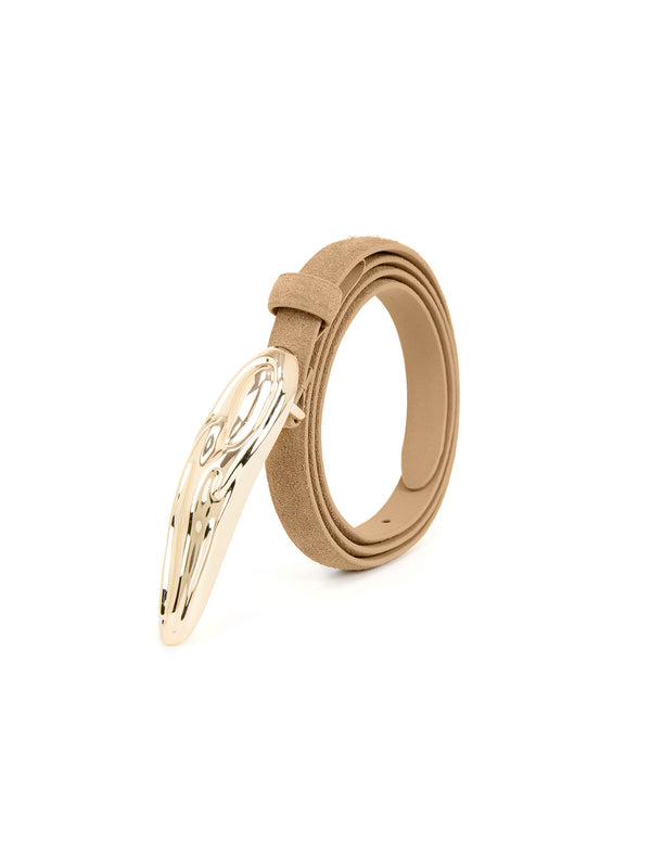 Liquid Luxe Belt in Shiitake Suede Second