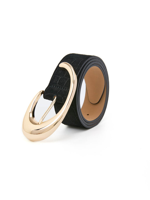 Black Croc Print Belt Second