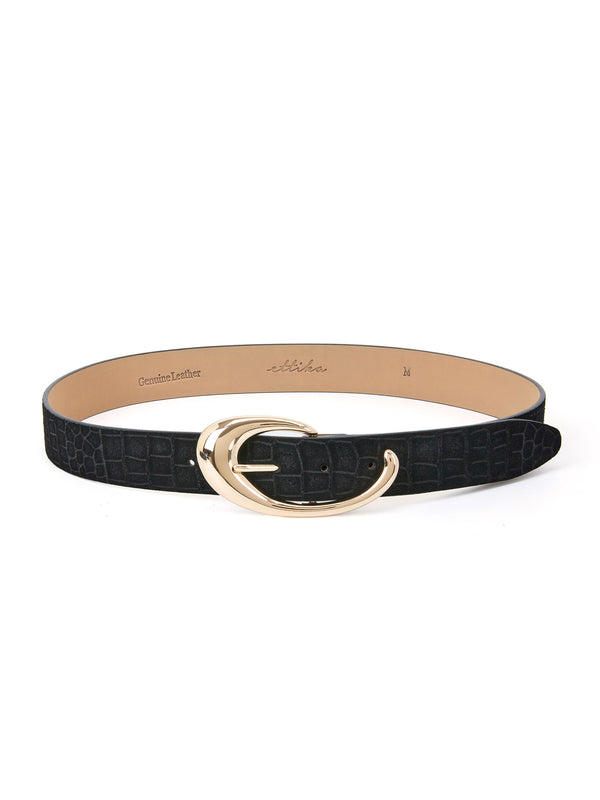 Black Croc Print Belt