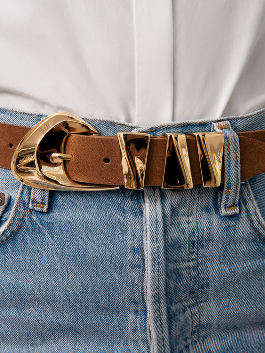 Modern Western Belt in Mocha