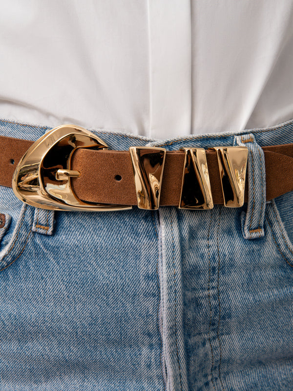 Modern Western Belt in Mocha Second