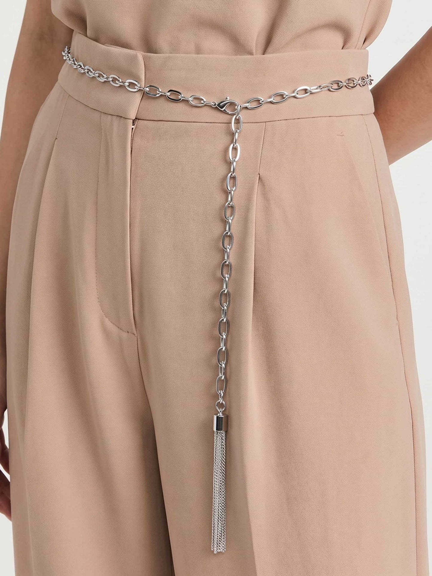 Simple Tassel Chain Belt Silver Plated 4