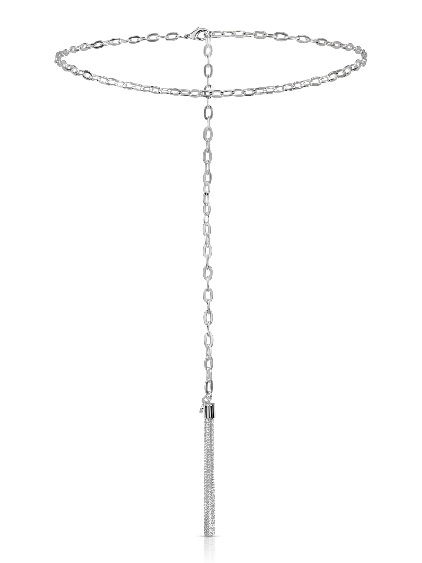 Simple Tassel Chain Belt Silver Plated 1