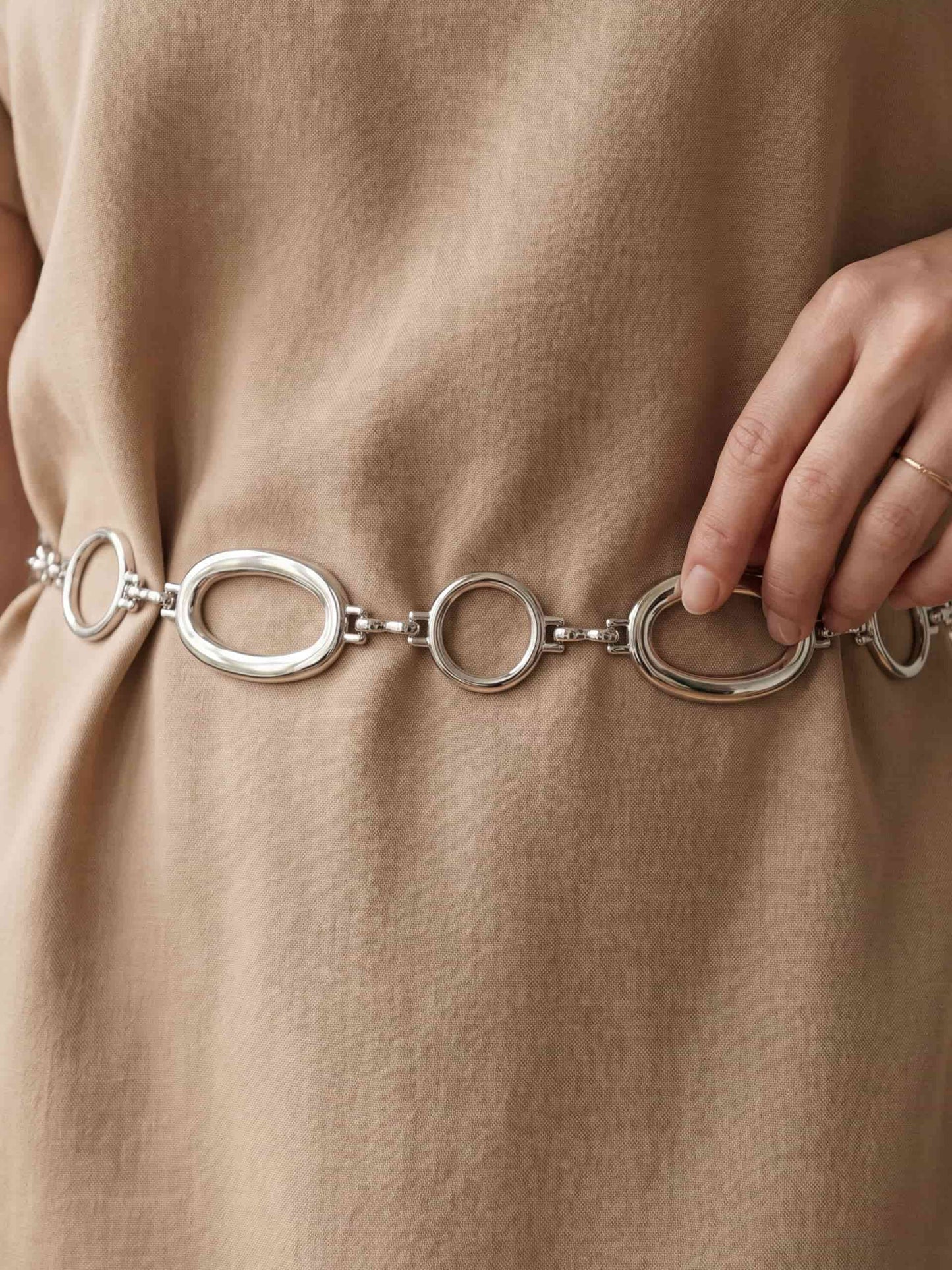 Oval Chain Belt Silver Plated 2