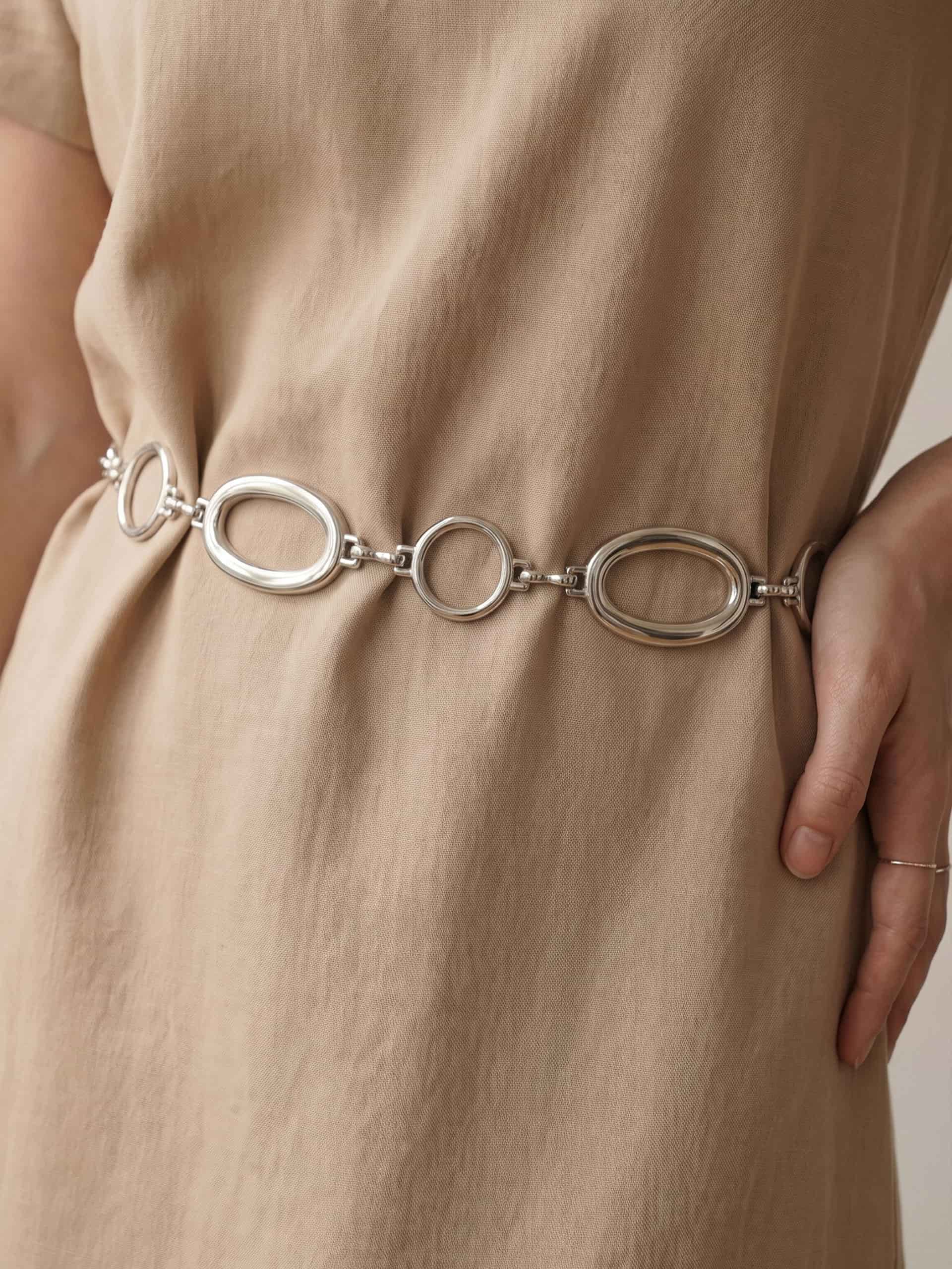 Oval Chain Belt Silver Plated 4
