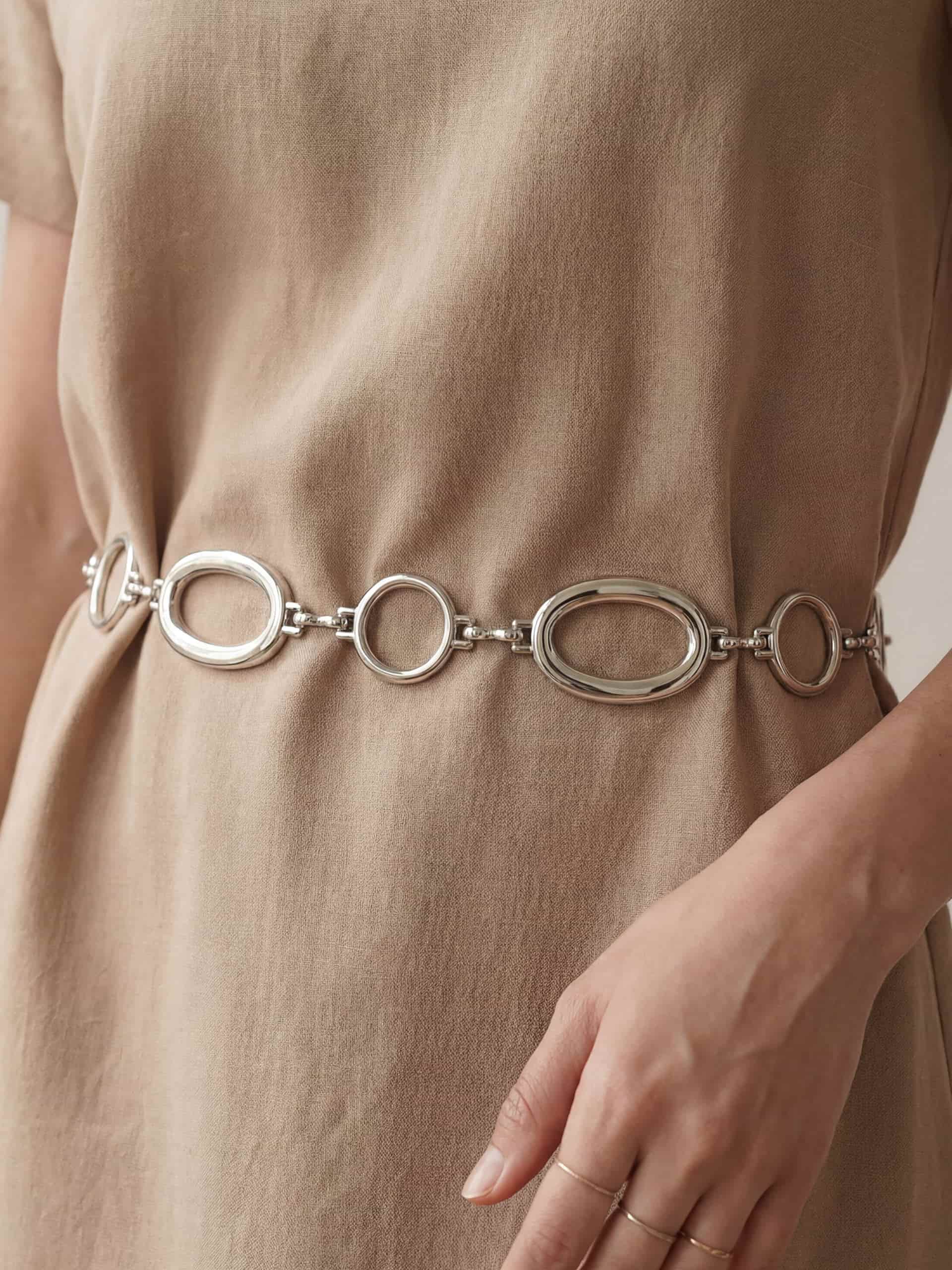 Oval Chain Belt Silver Plated 3