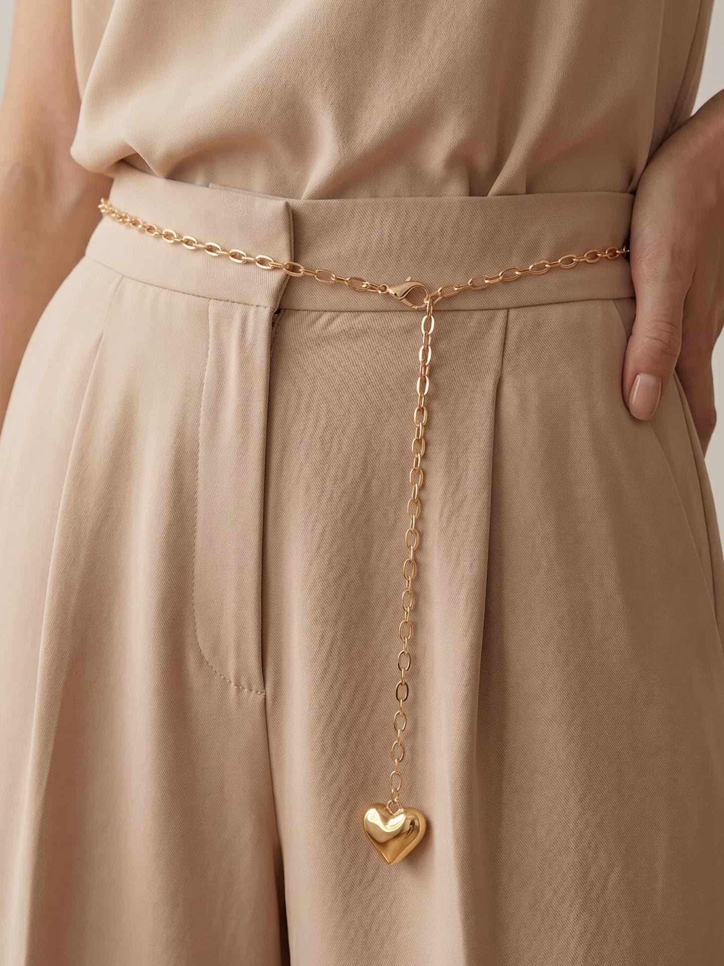 Heart Charm Chain Belt in Gold Tone 3