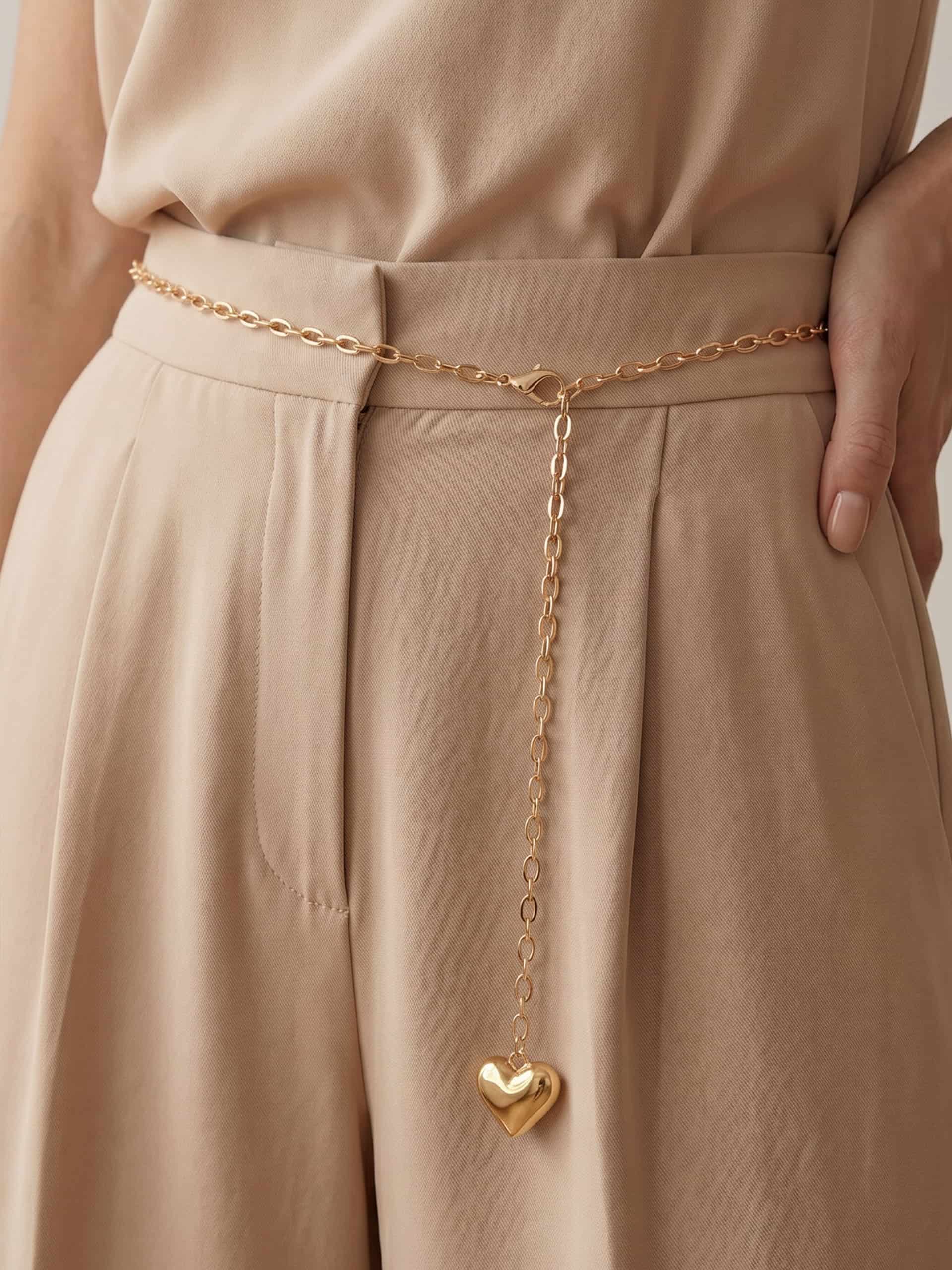 Heart Charm Chain Belt in Gold Tone 3