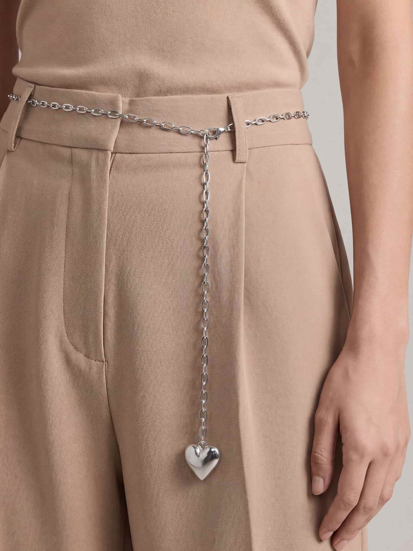 Heart Charm Chain Belt Silver Plated 3