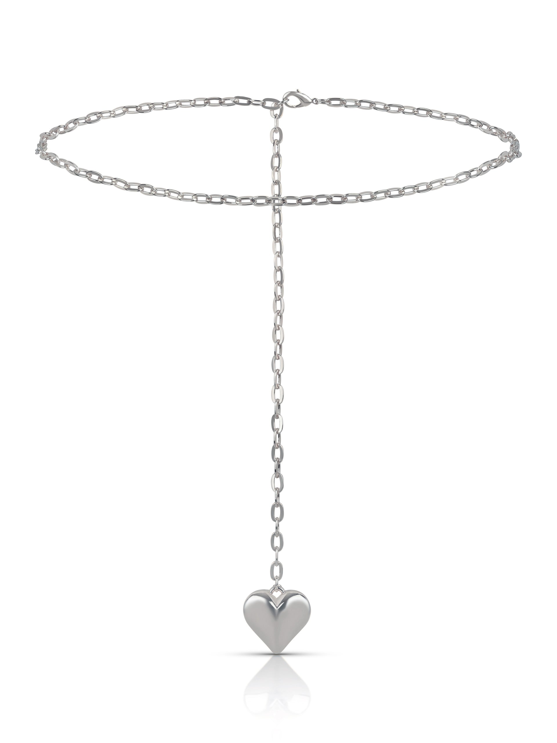 Heart Charm Chain Belt Silver Plated 1