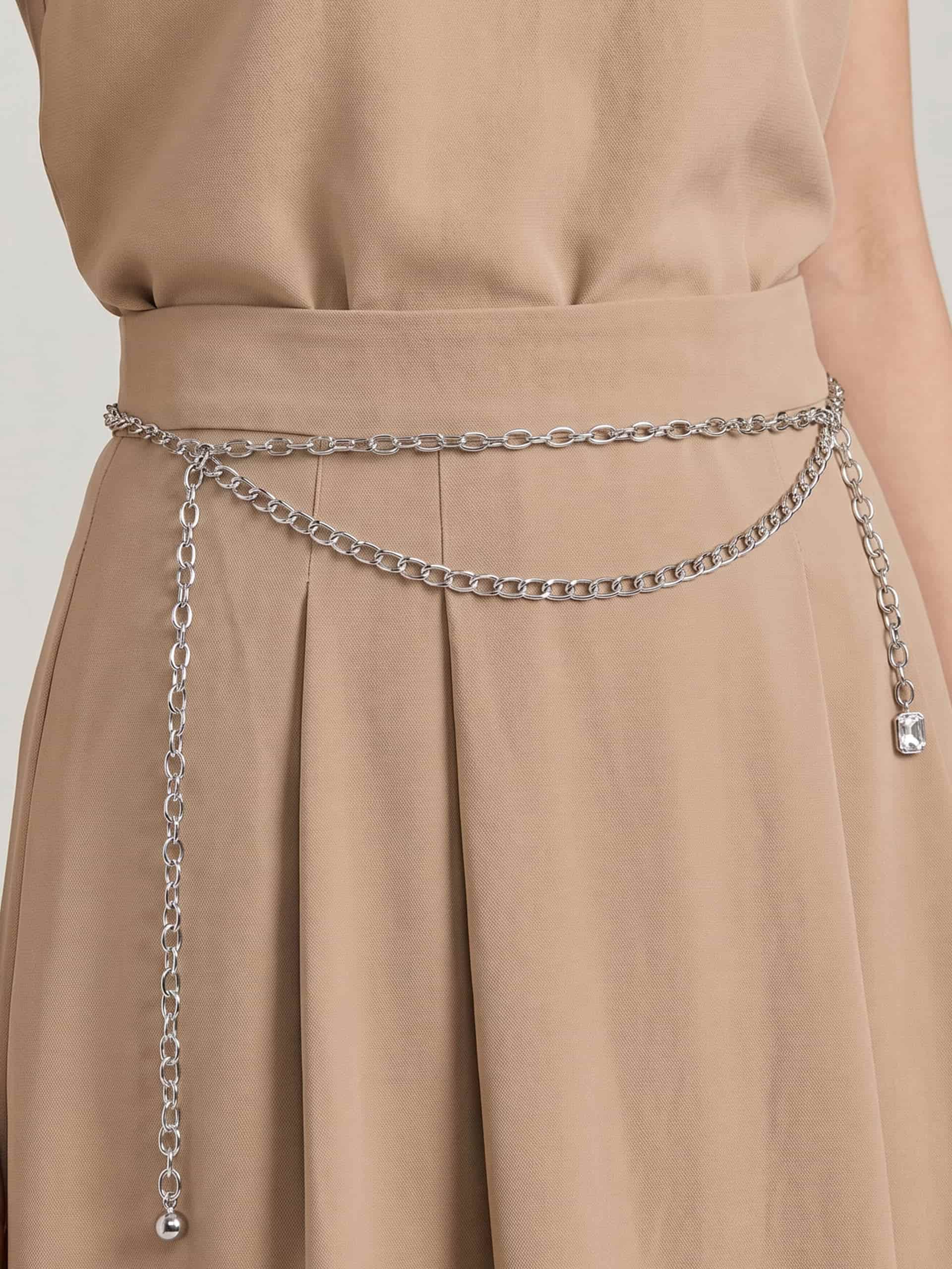 Mixed Chains Belt Silver Plated 2