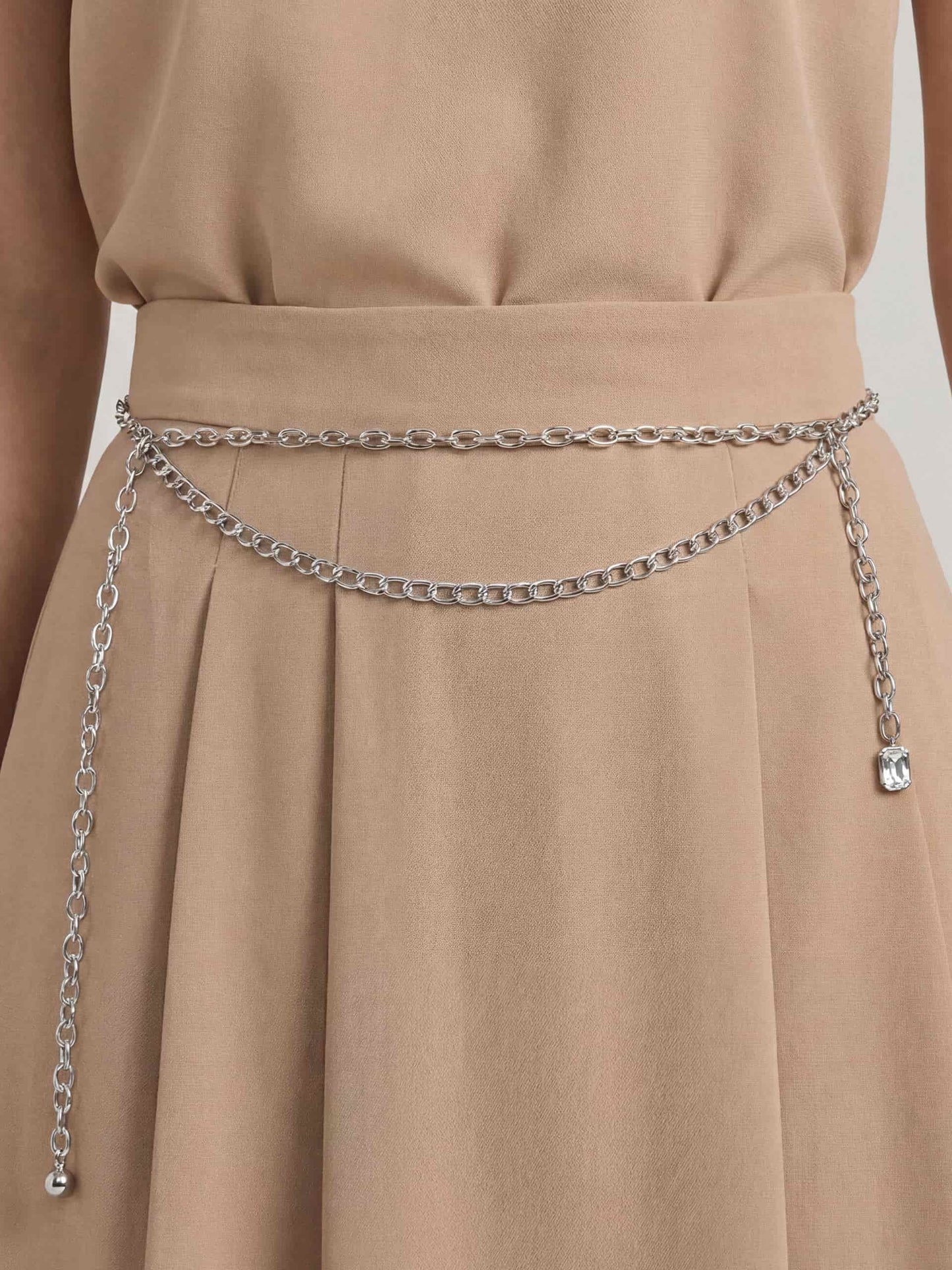 Mixed Chains Belt Silver Plated 3