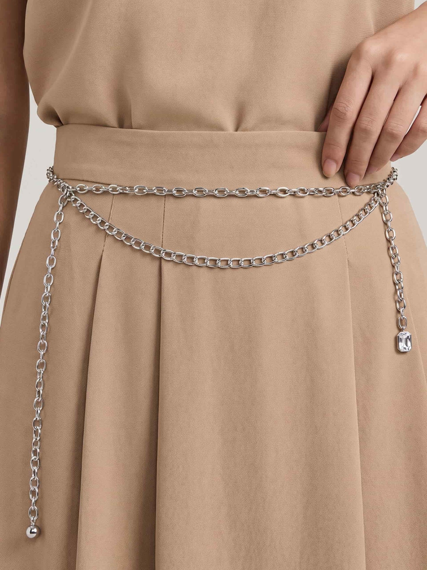 Mixed Chains Belt Silver Plated 4