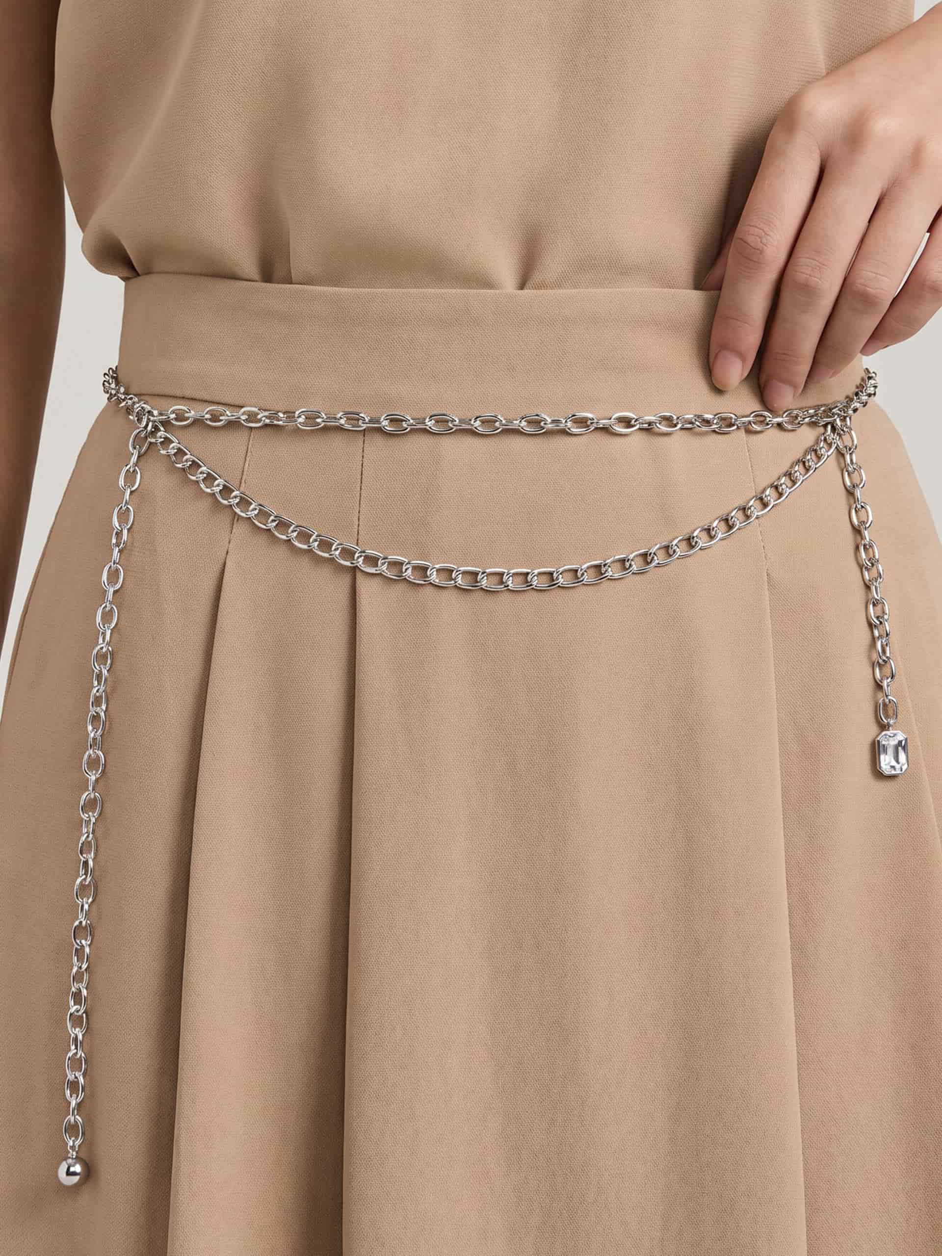 Mixed Chains Belt Silver Plated 4