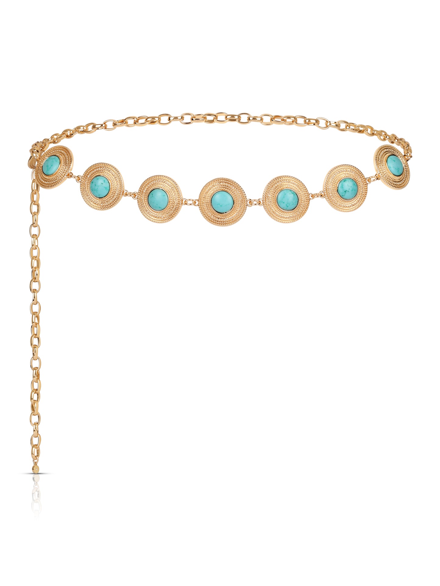  Turquoise Medallion Belt in Gold Tone 1