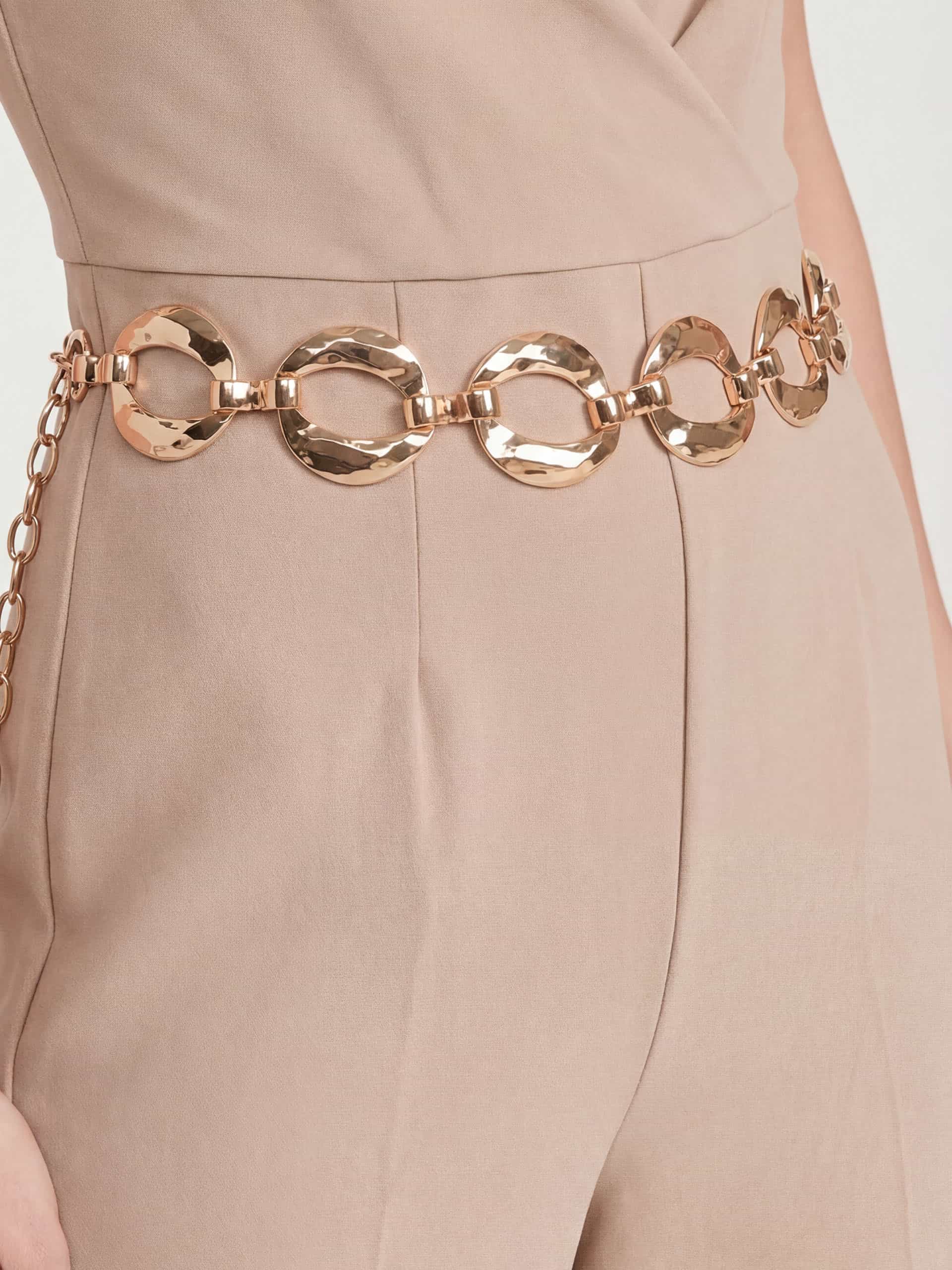 Hammered Rings Belt in Gold Tone 4