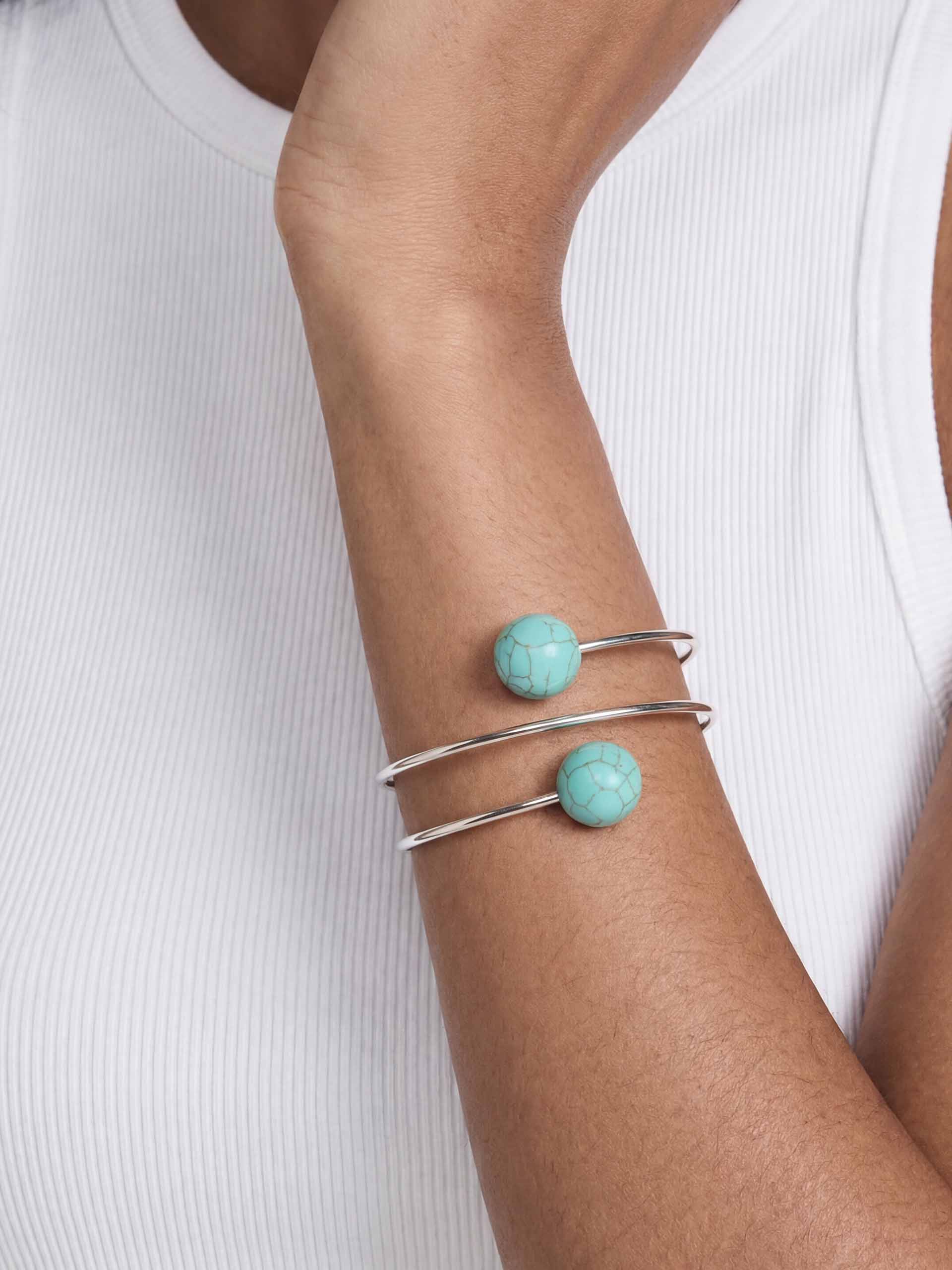Summer Escape Turquoise Cuff Turquoise with Silver Plating on model 3