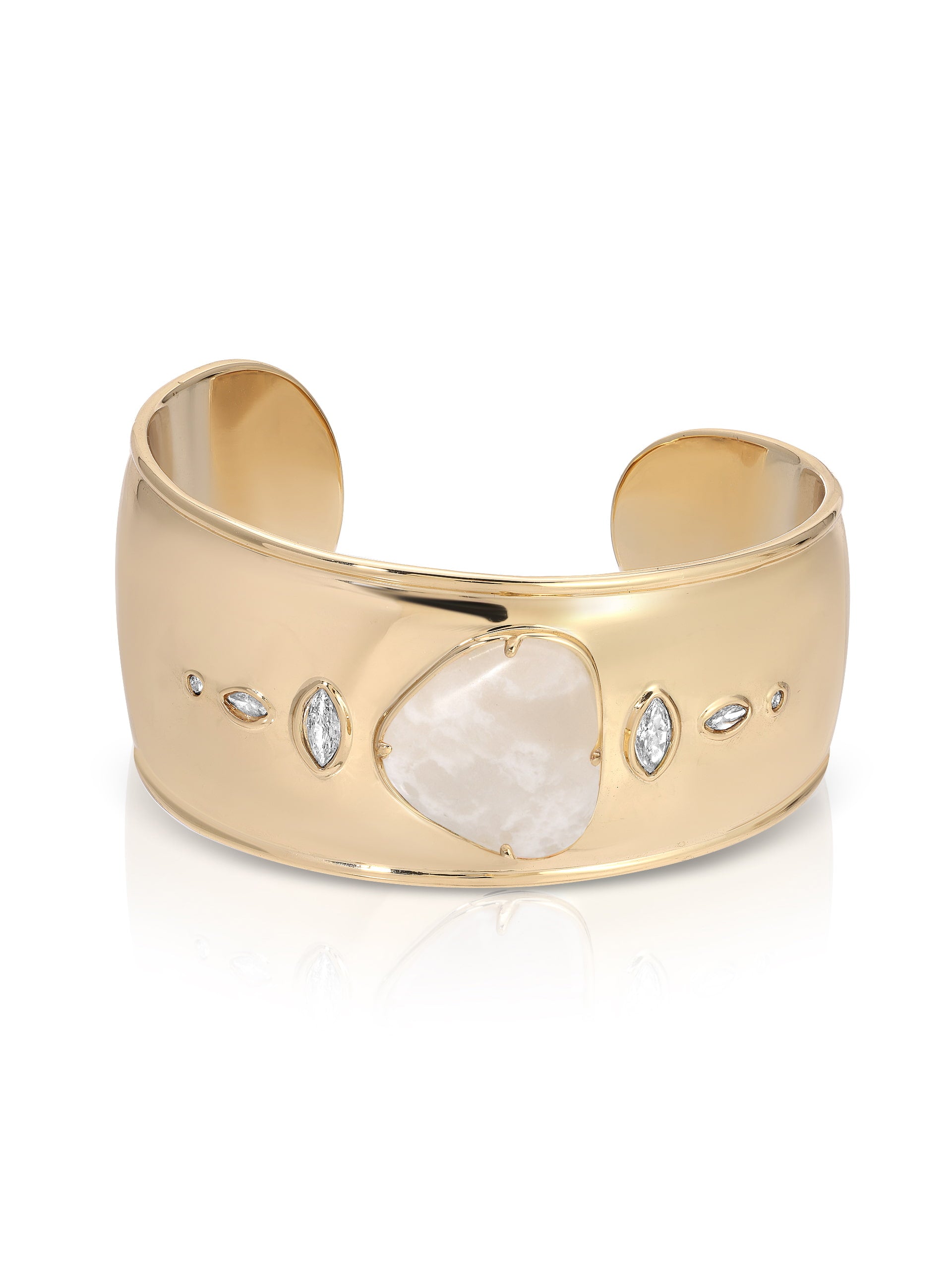 Solstice Thick Cuff in Bone Stone with 18k Gold Plating