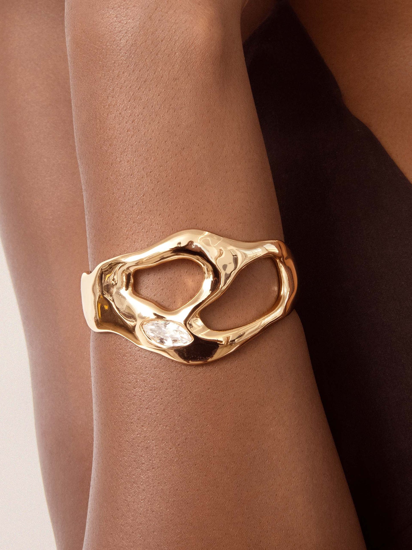 Statement Luxe Cuff Clear Crystal with 18k Gold Plating model