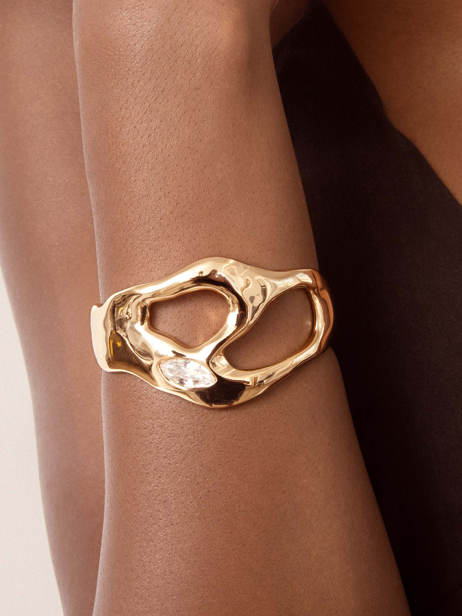 Statement Luxe Cuff Clear Crystal with 18k Gold Plating model