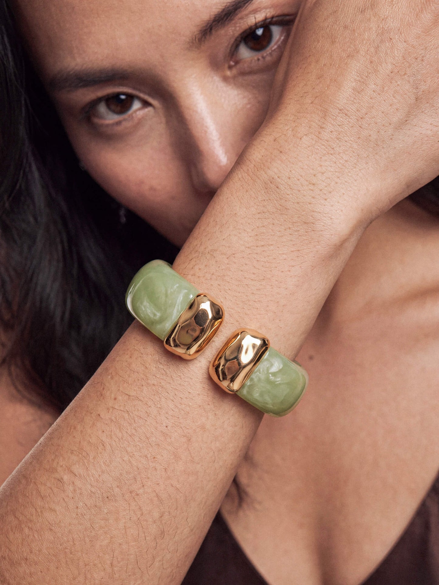 Olive Acrylic with 18k Gold Plating model 1