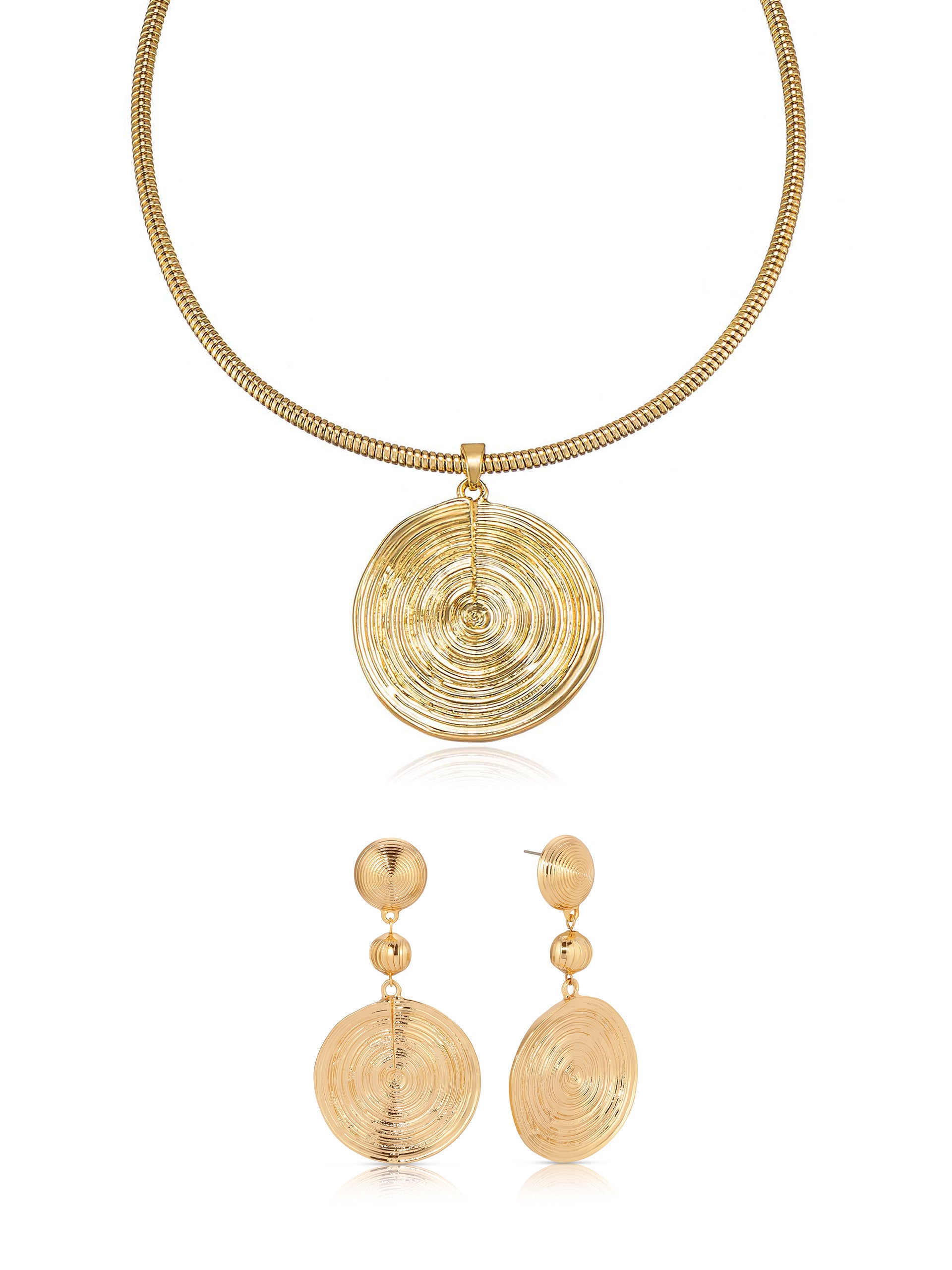 Swirl Pendant Choker & Dangle Earrings Set