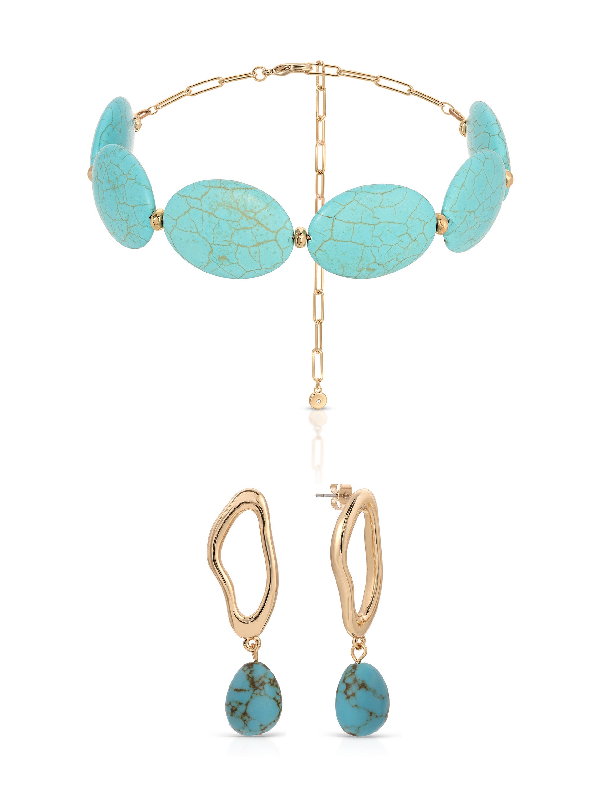 Turquoise Statement Choker & Dangle Earrings Set