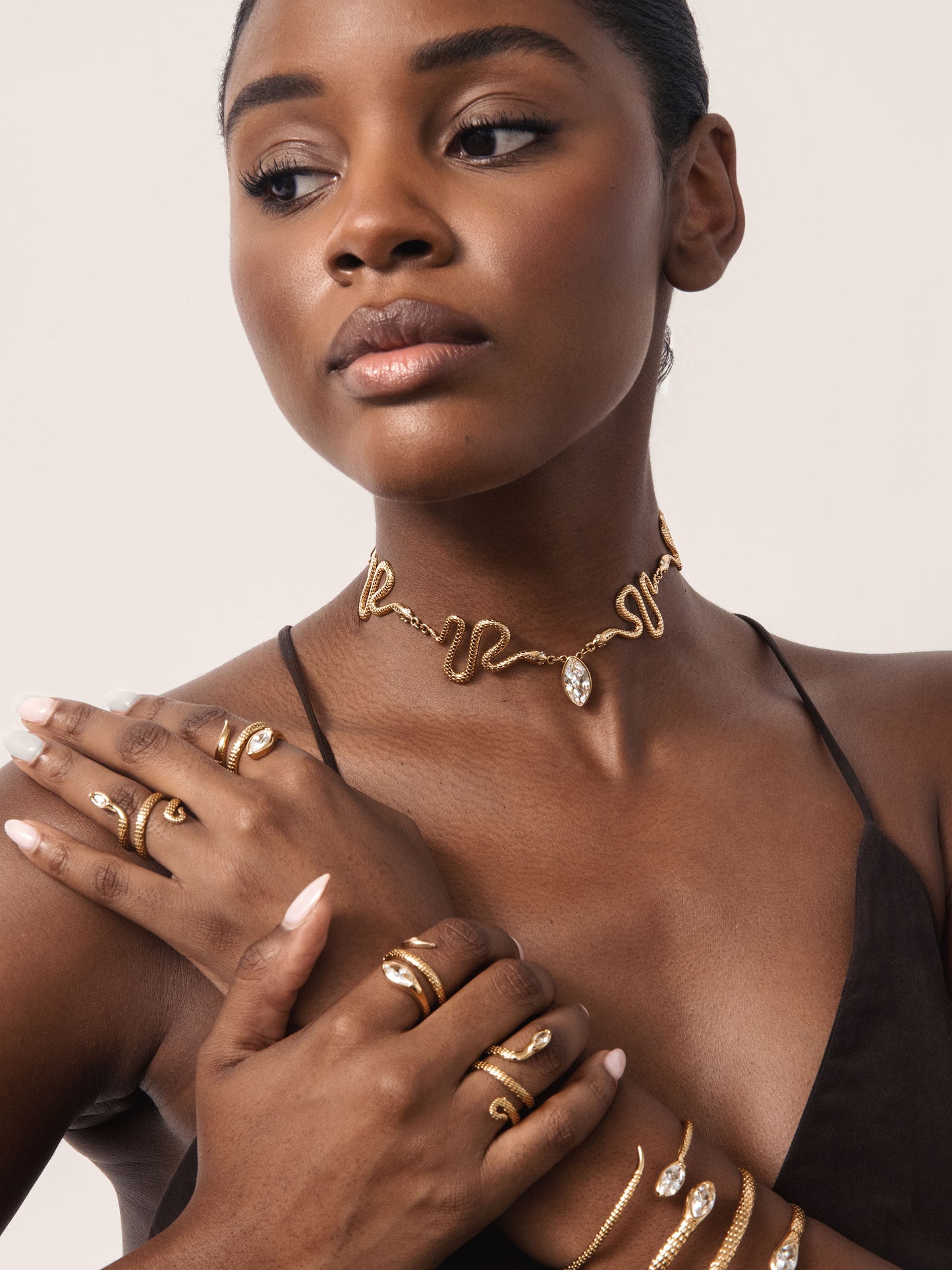 Serpentina Choker Clear Crystal with 18k Gold Plating model 5