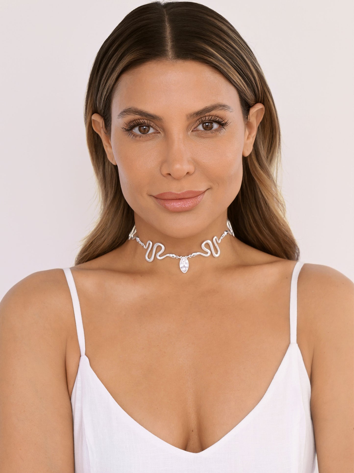 Serpentina Choker Clear Crystal with Silver Plating model 3