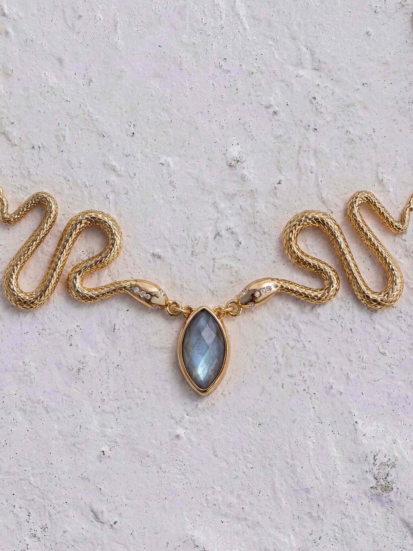 Mother of Pearl Serpentina Snake Choker Light Blue Mother of Pearl with 18k Gold Plating  4