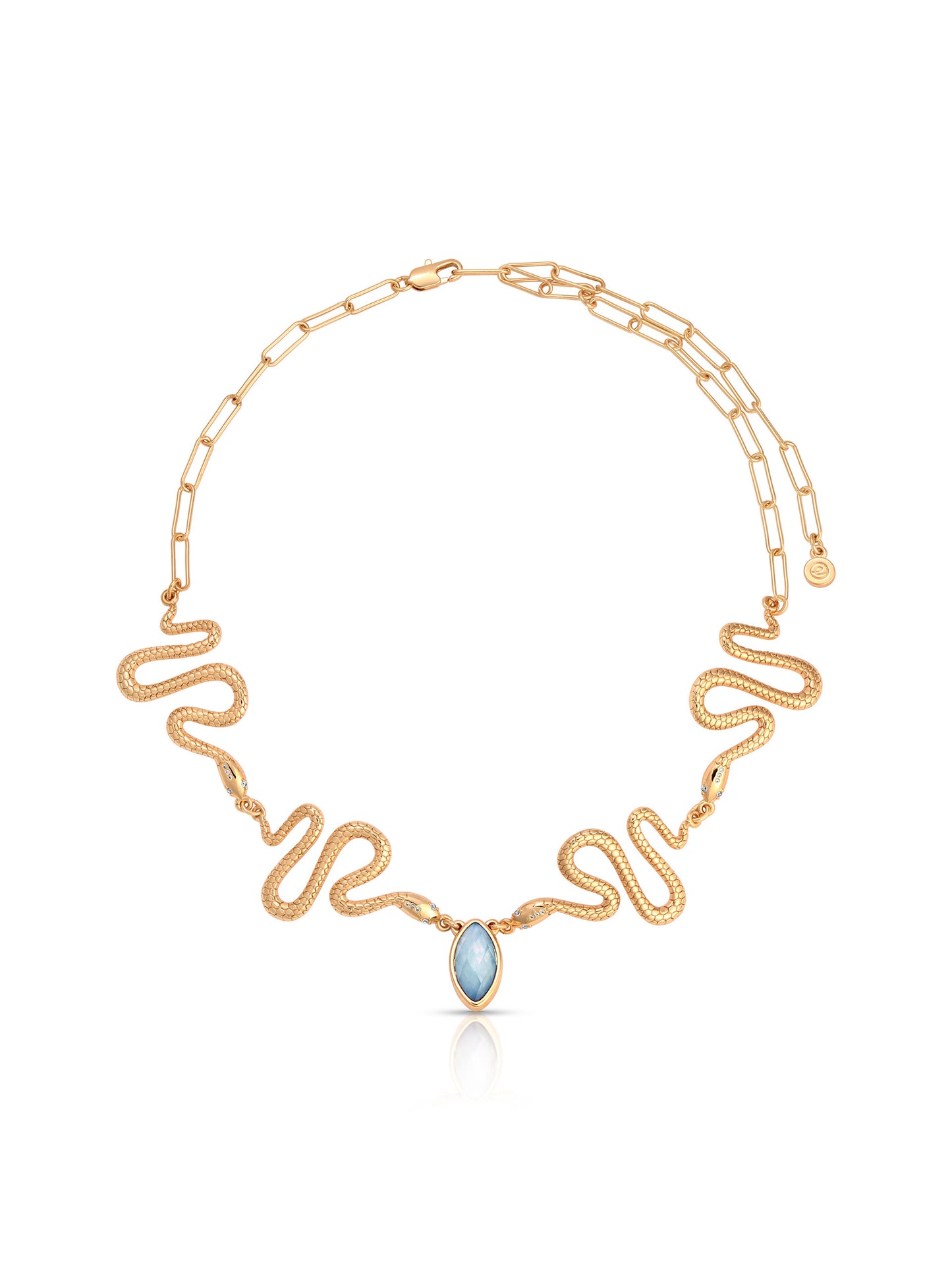 Mother of Pearl Serpentina Snake Choker Light Blue Mother of Pearl with 18k Gold Plating 2