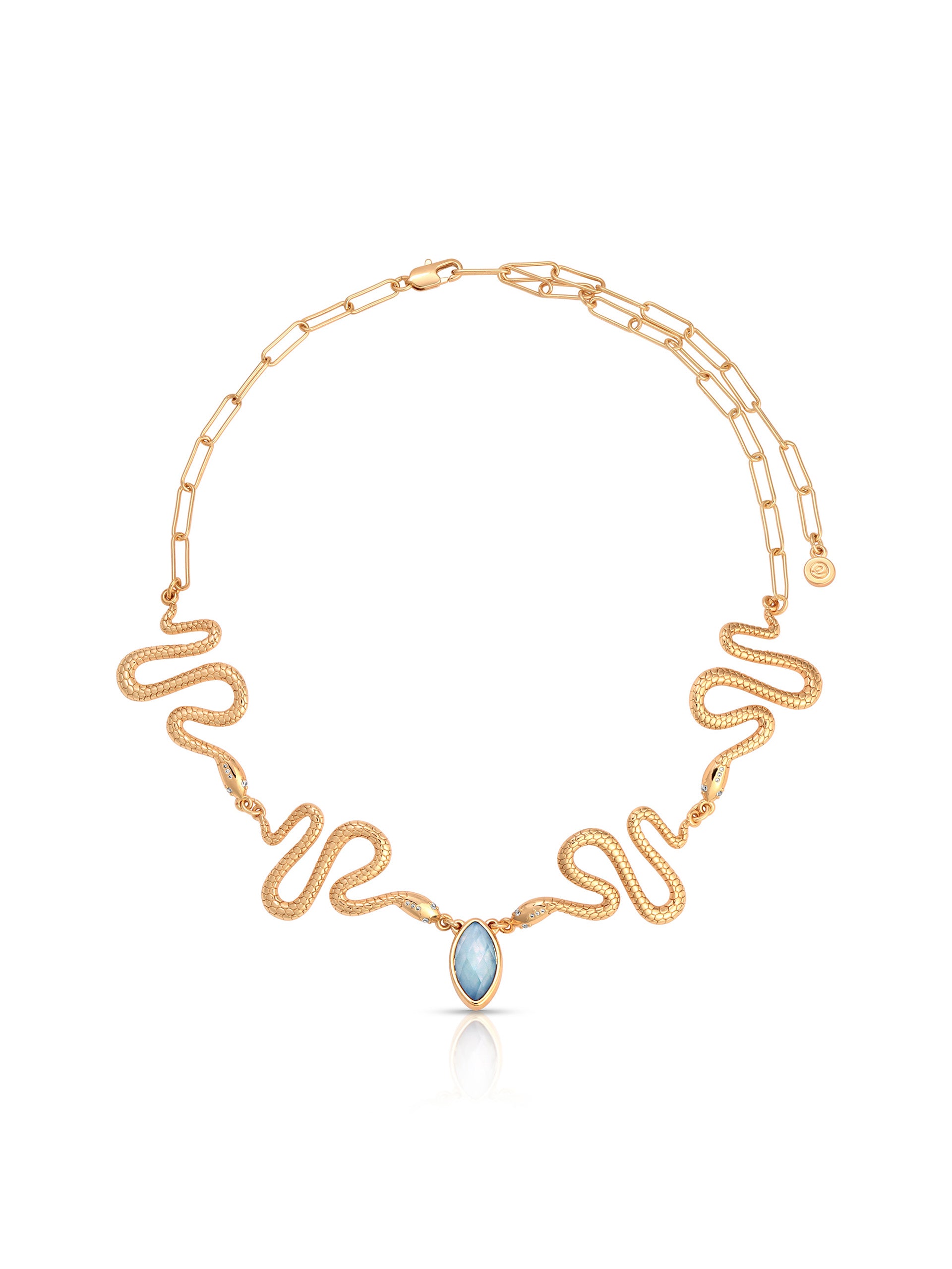 Mother of Pearl Serpentina Snake Choker Light Blue Mother of Pearl with 18k Gold Plating 2