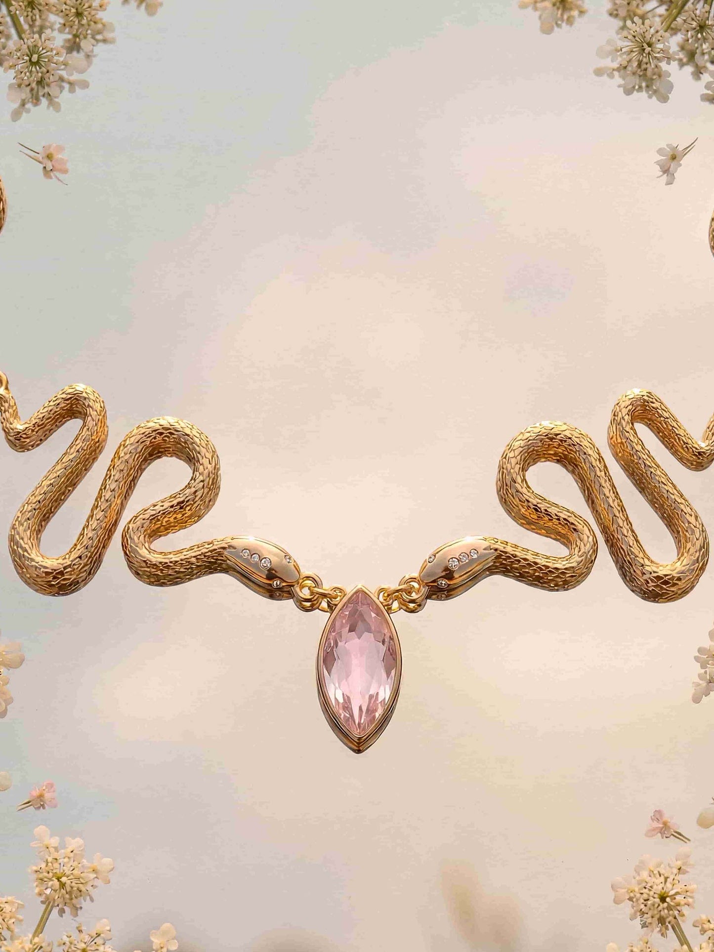 Mother of Pearl Serpentina Snake Choker Light Pink Mother of Pearl with 18k Gold Plating 5