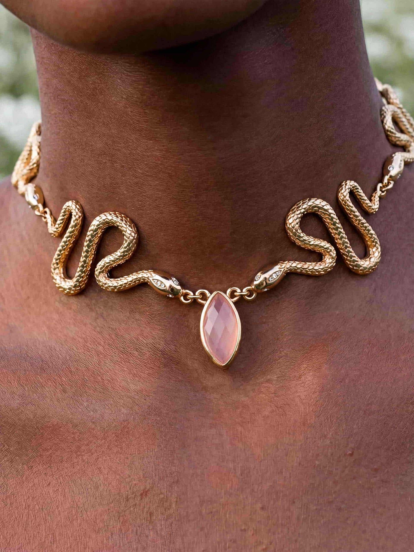 Mother of Pearl Serpentina Snake Choker Light Pink Mother of Pearl with 18k Gold Plating 1
