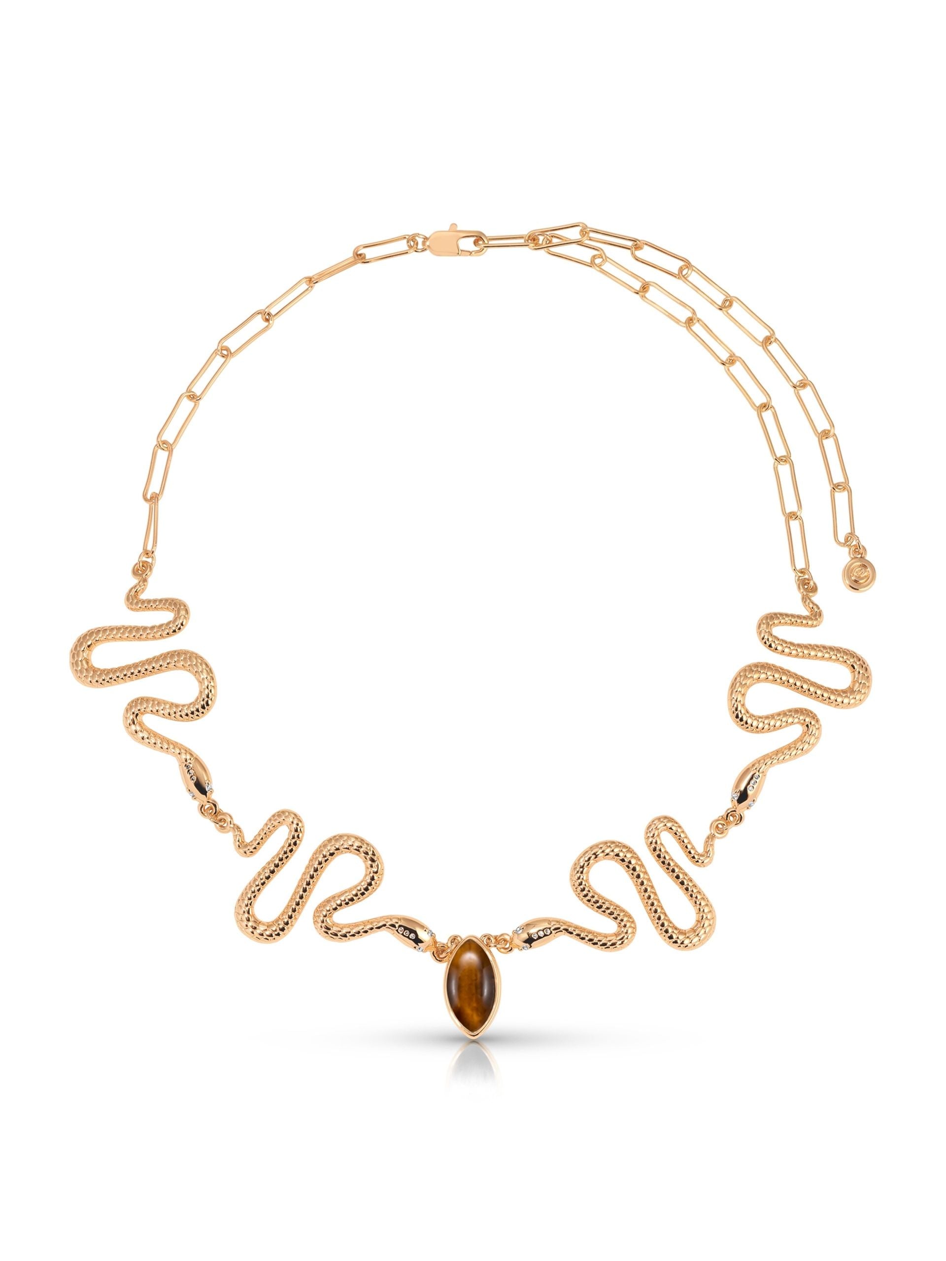 Tiger's Eye Serpentina Snake Choker