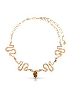 Tiger's Eye Serpentina Snake Choker
